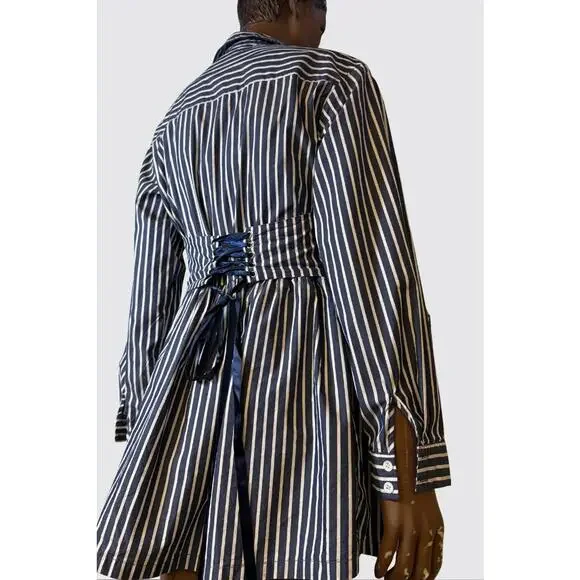 Fashion Nova Striped Shirt Dress with Corset Detail wired size L - Picture 3 of 8